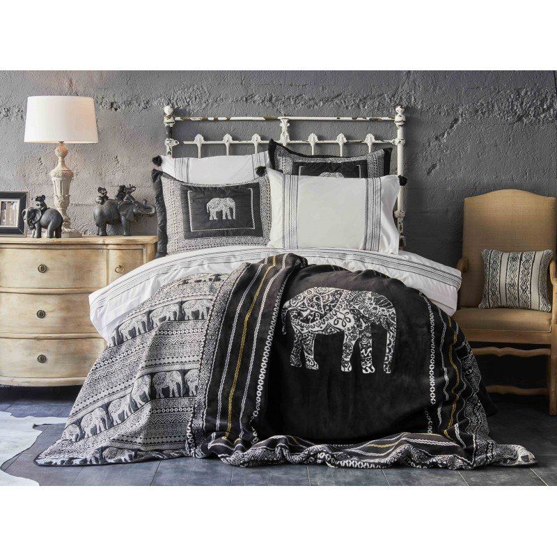 Комплект постельного белья с покрывалом + плед Karaca Home - Alenis 2019-1 евро