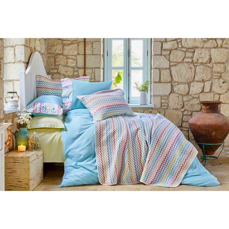 Комплект постельного белья с покрывалом Karaca Home - Mood ZigZag 2018-2 евро