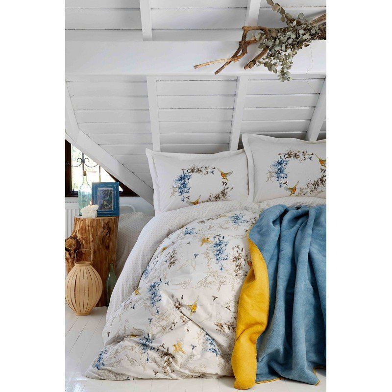 Комплект постельного белья с покрывалом Karaca Home - Pabla mavi 2019-1 голубой евро