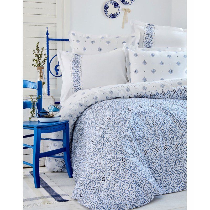 Комплект постельного белья Karaca Home - Marino blue 2017-2 голубой полуторное