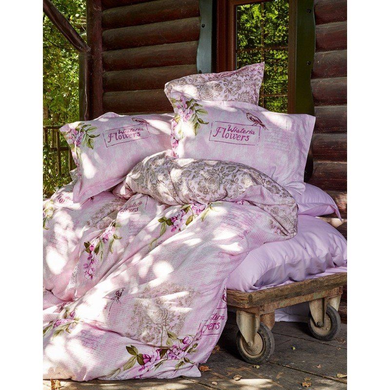 Комплект постельного белья Karaca Home - Wisteria pembe 2016 розовое евро