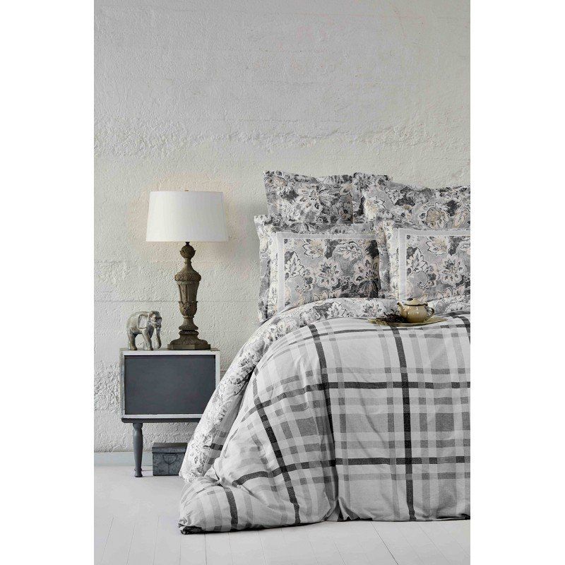 Комплект постельного белья Karaca Home - Plaid gri 2019-1 серый евро