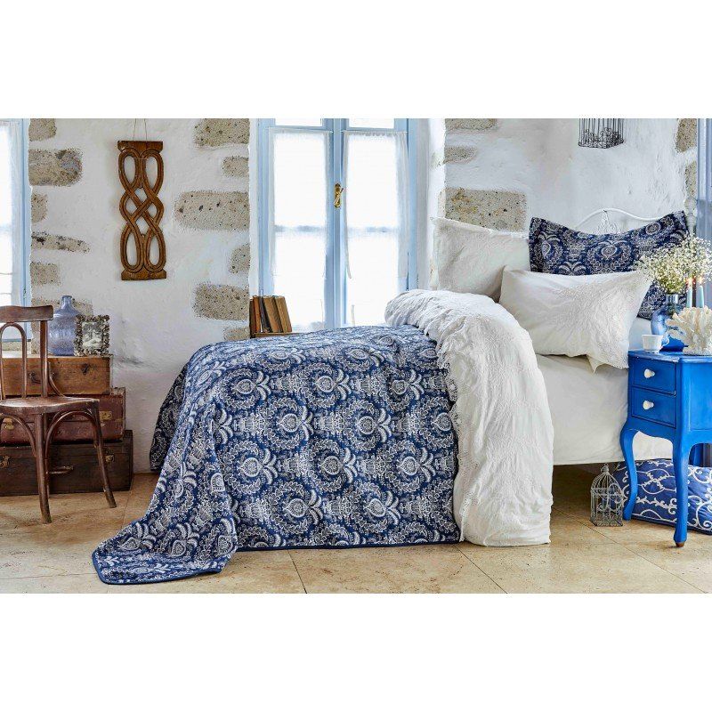 Комплект постельного белья с покрывалом Karaca Home - Elina beyaz 2018-2 белый евро