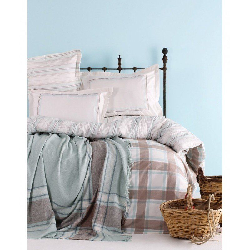 Комплект постельного белья с пледом Karaca Home - Aron 2017-1 евро