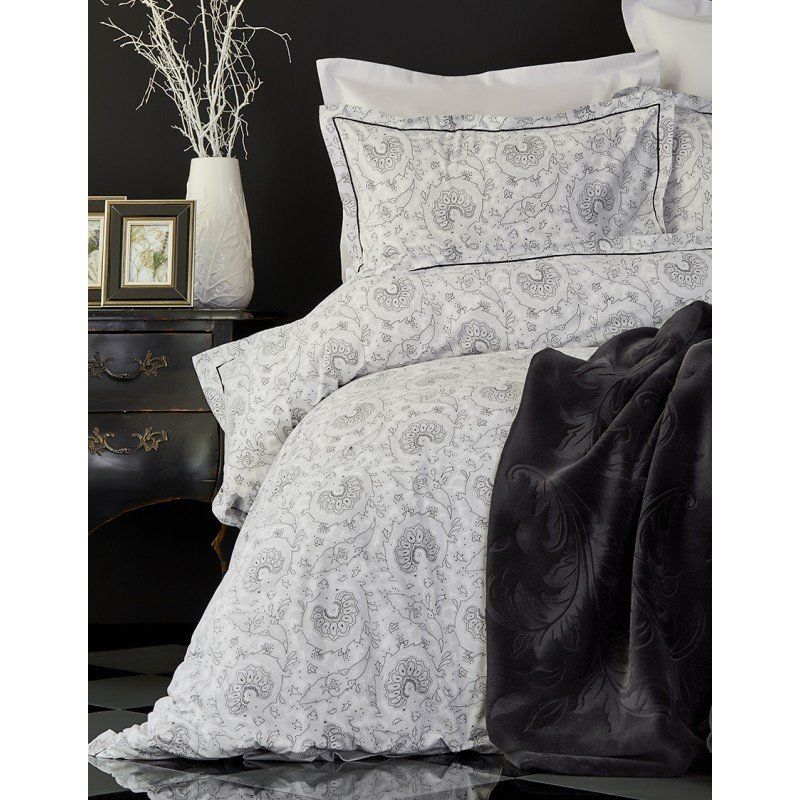 Комплект постельного белья с пледом Karaca Home - Tierra siyah 2018-2 черный евро