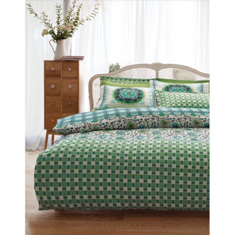 Комплект постельного белья Karaca Home - Sita зеленый полуторное