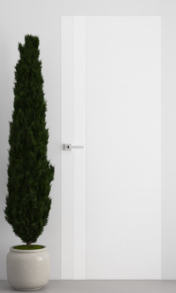 Двери invisible iDoors ELEGANCE Lungo (Белое стекло)