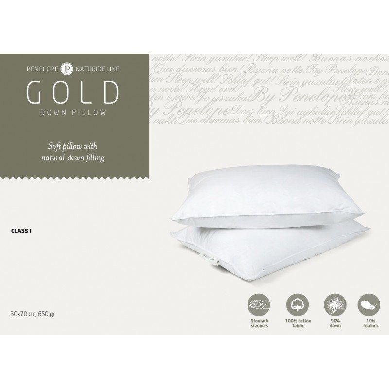 Класична подушка Penelope Gold New пухова 90% пух 50*70