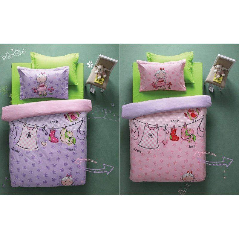Подростковое постельное белье Karaca Home - Molly лилово-розовое стеганное ранфорс