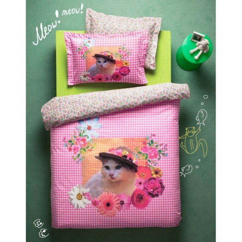 Подростковое постельное белье Karaca Home - Gatto розовое ранфорс