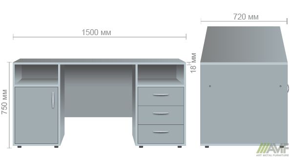 Характеристики Стіл 2-х тумбовий SL-84 (1500х720х750мм) в'яз Ліберті