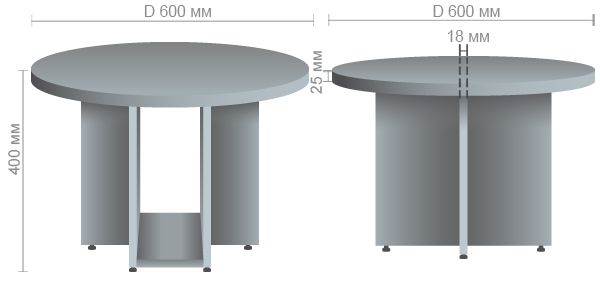 Характеристики Стол журнальный МГ-314 (D600х400мм) орех темный