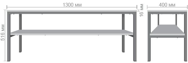 Характеристики Стол консольный Triton (1300х400х516) Дуб Сонома/Черный графит