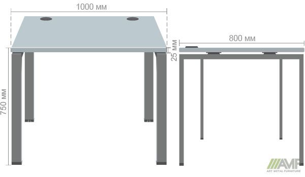 Характеристики Стол письменный SIG-103 (1000х800х750мм) Черный графит 60х30мм. Вяз Либерти Дымчатый