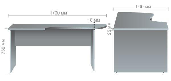 Характеристики Стол письменный МГ-208 (1700х900х750мм) орех темный