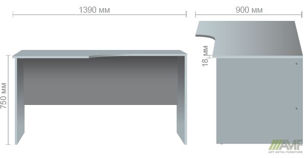 Характеристики Стол угловой SL-211 (1390х900х750мм) яблоня