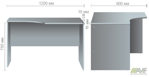 Характеристики Стол угловой ОМ-121R (1200х900х750мм) бук