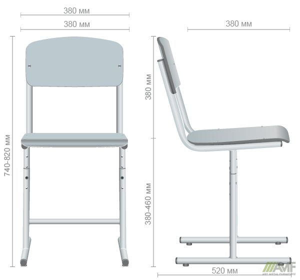 Характеристики Стул Школьный регулируемый 4-6 р.г. черный, лак бук