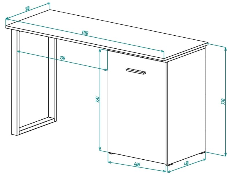схема размера стола