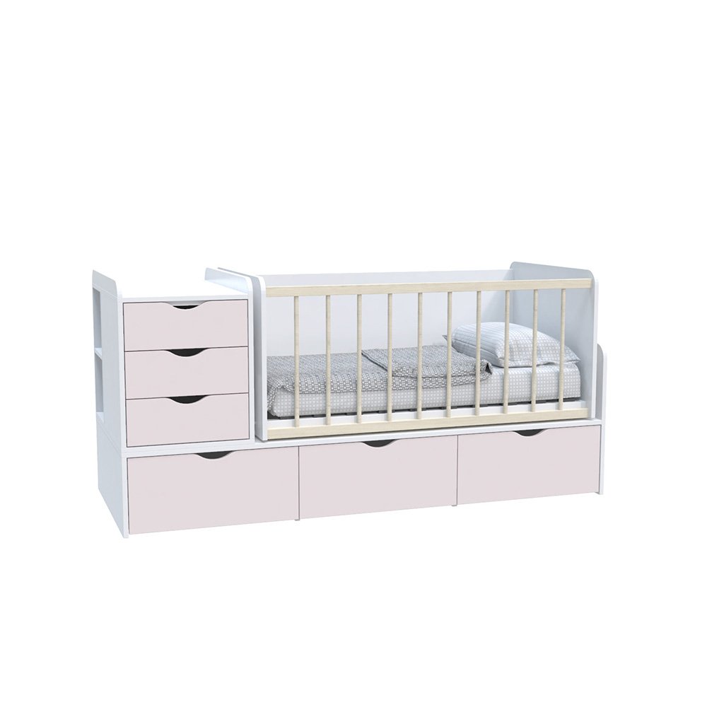 Кровать детская - Трансформер 3в1 Binky ДС504A Аляска / Сакура