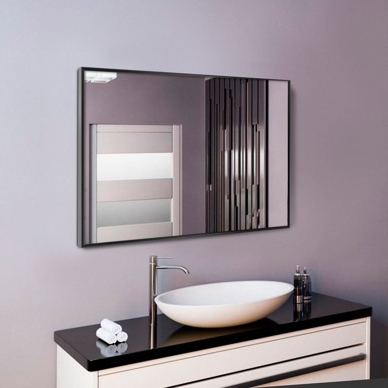 Зеркало без подсветки, модель для ванной Alum black