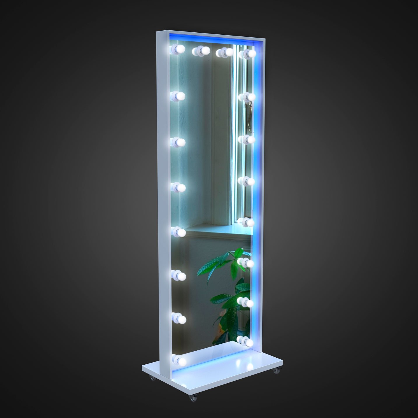 Напольное зеркало с лампочками и Led подсветкой 1900х700 мм