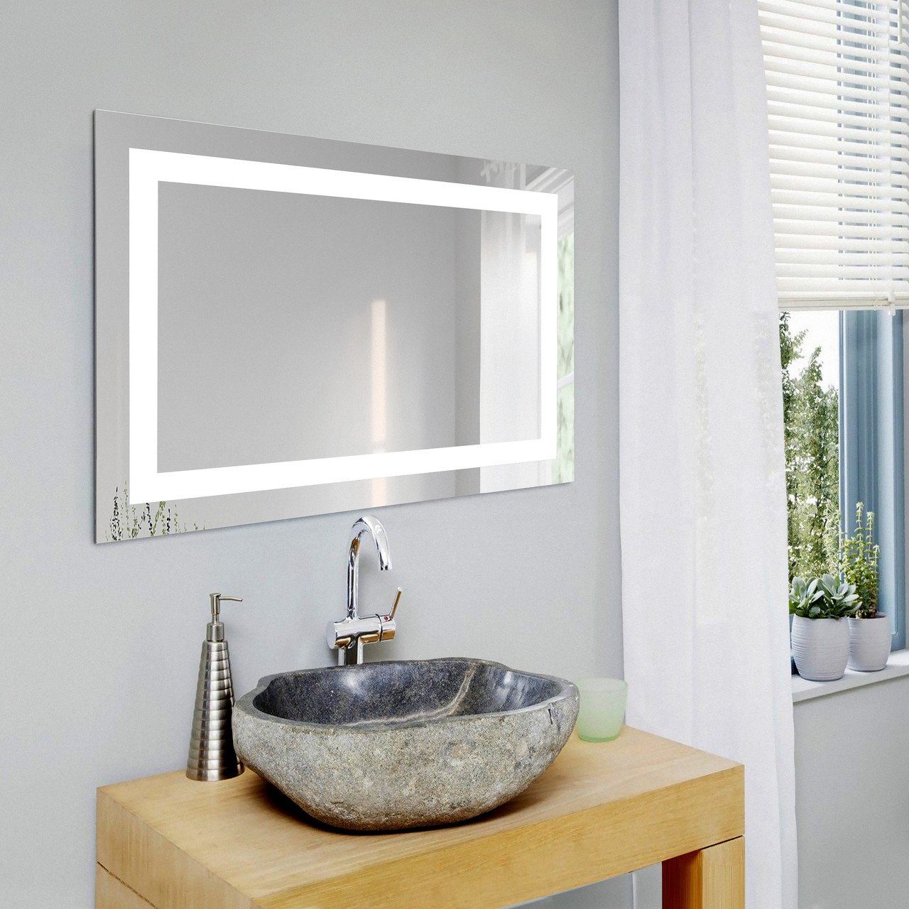 Коллекционное зеркало прямоугольное настенное LED-4