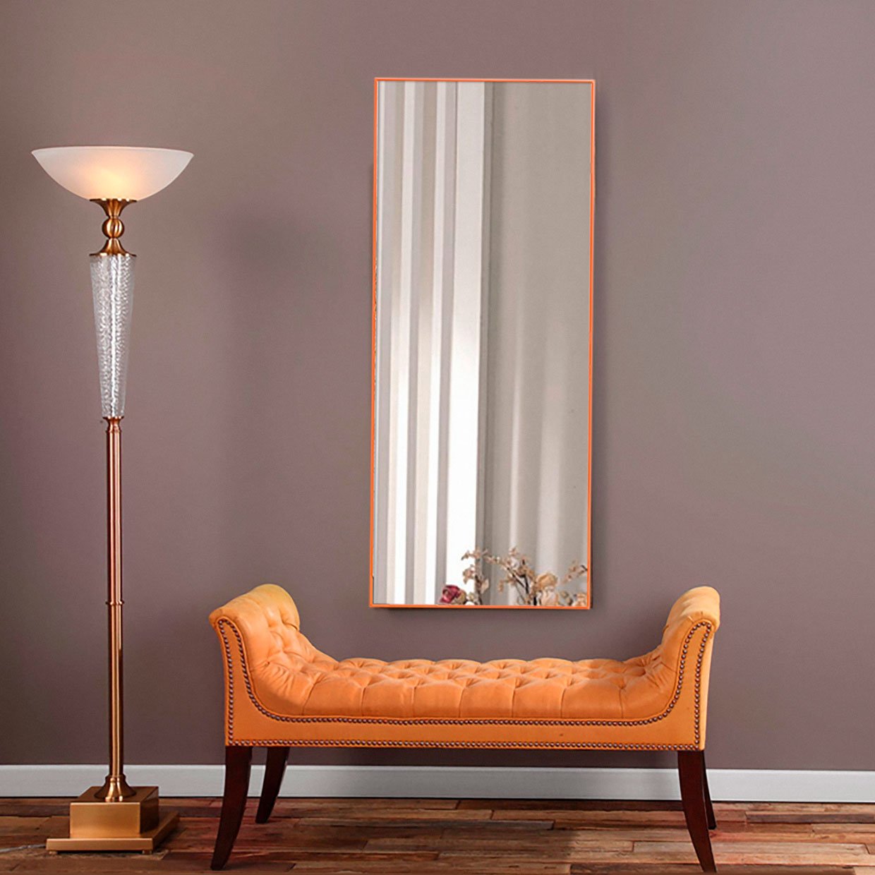 Декоративное зеркало настенное большое Alum orange
