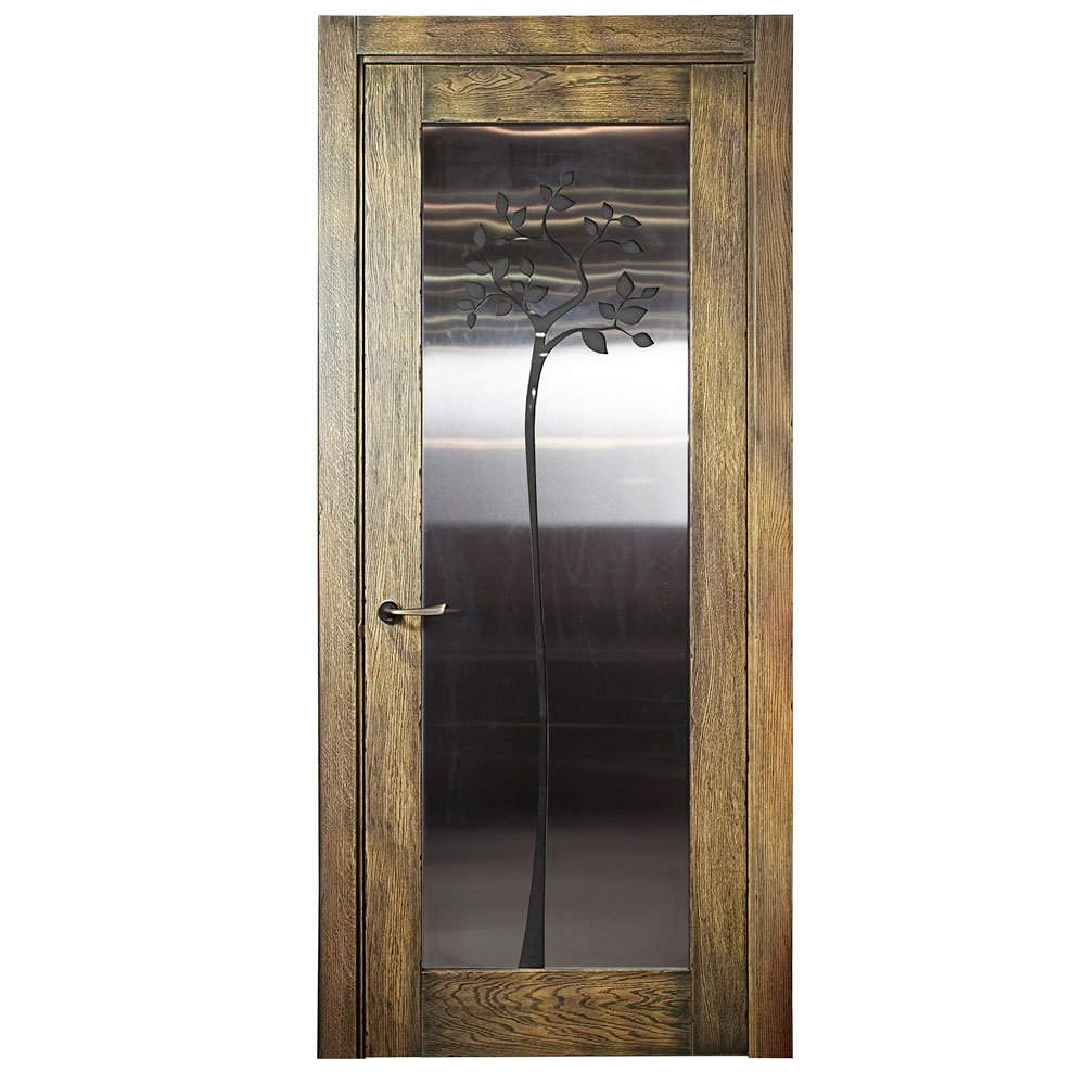 Двері міжкімнатні деревяні Loft вітраж – у стилі Лофт, Гранж або Індустріальному