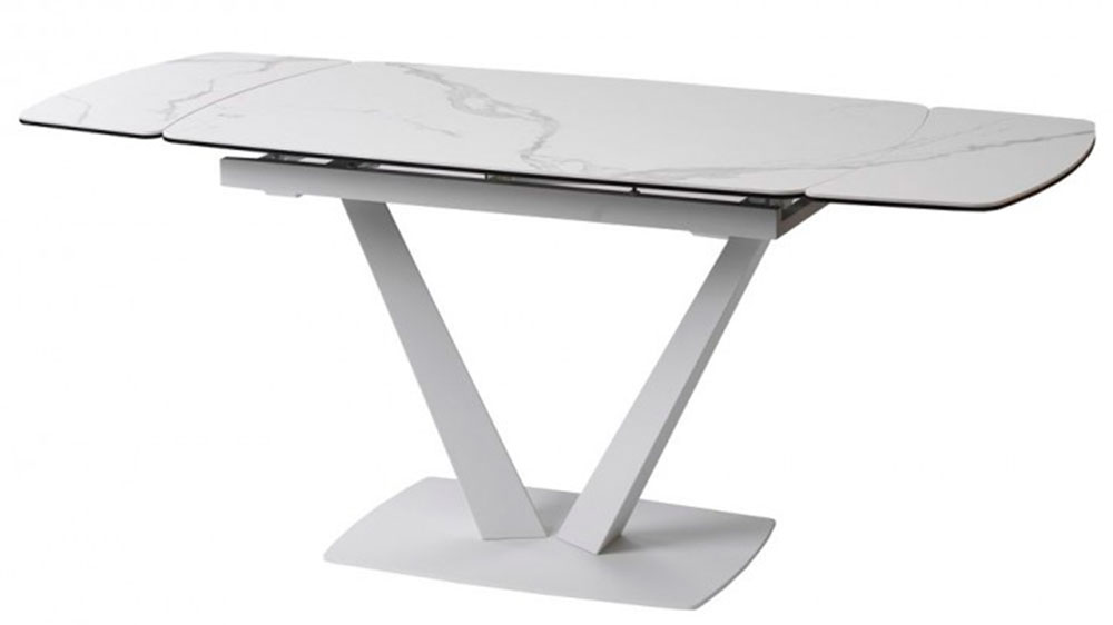 Раскладной стол керамический Elvi (Елви) Matte Staturario белый 120-180 см
