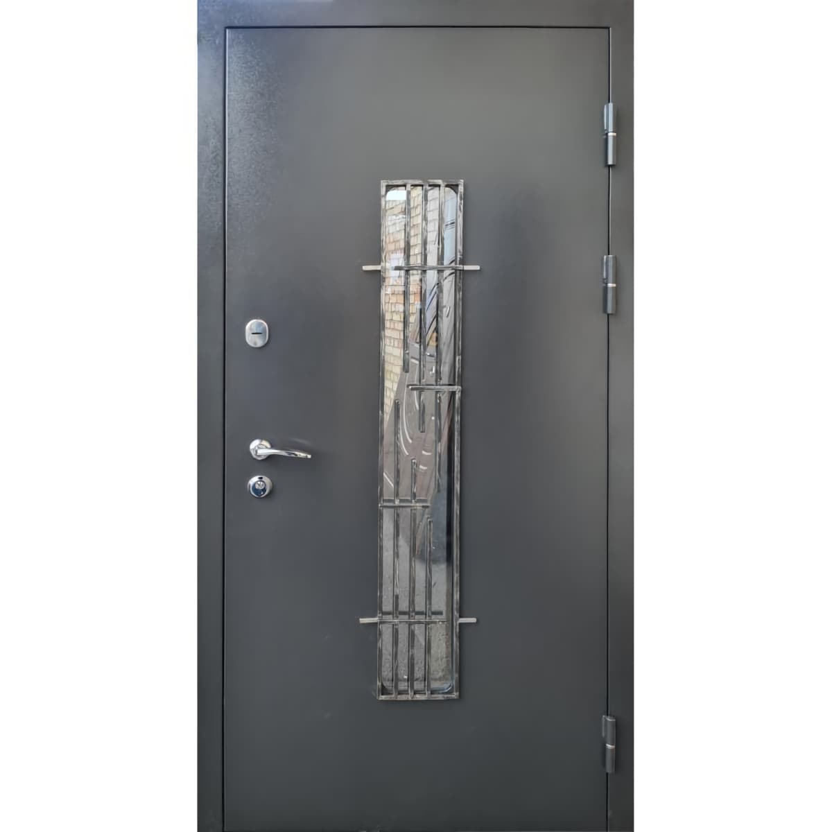 Входные уличные двери - Стандарт Металл/МДФ Стеклопакет + Ковка 960