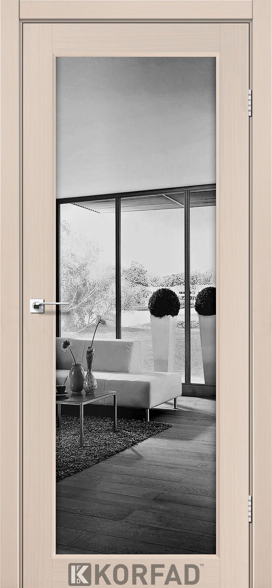 Межкомнатные двери с зеркалом SANVITO SV-01 дуб беленый
