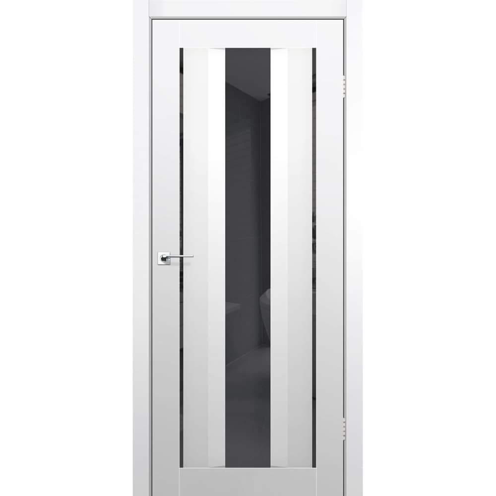 Межкомнатные двери Корфад AL-02 super PET аляска (зеркало графит)