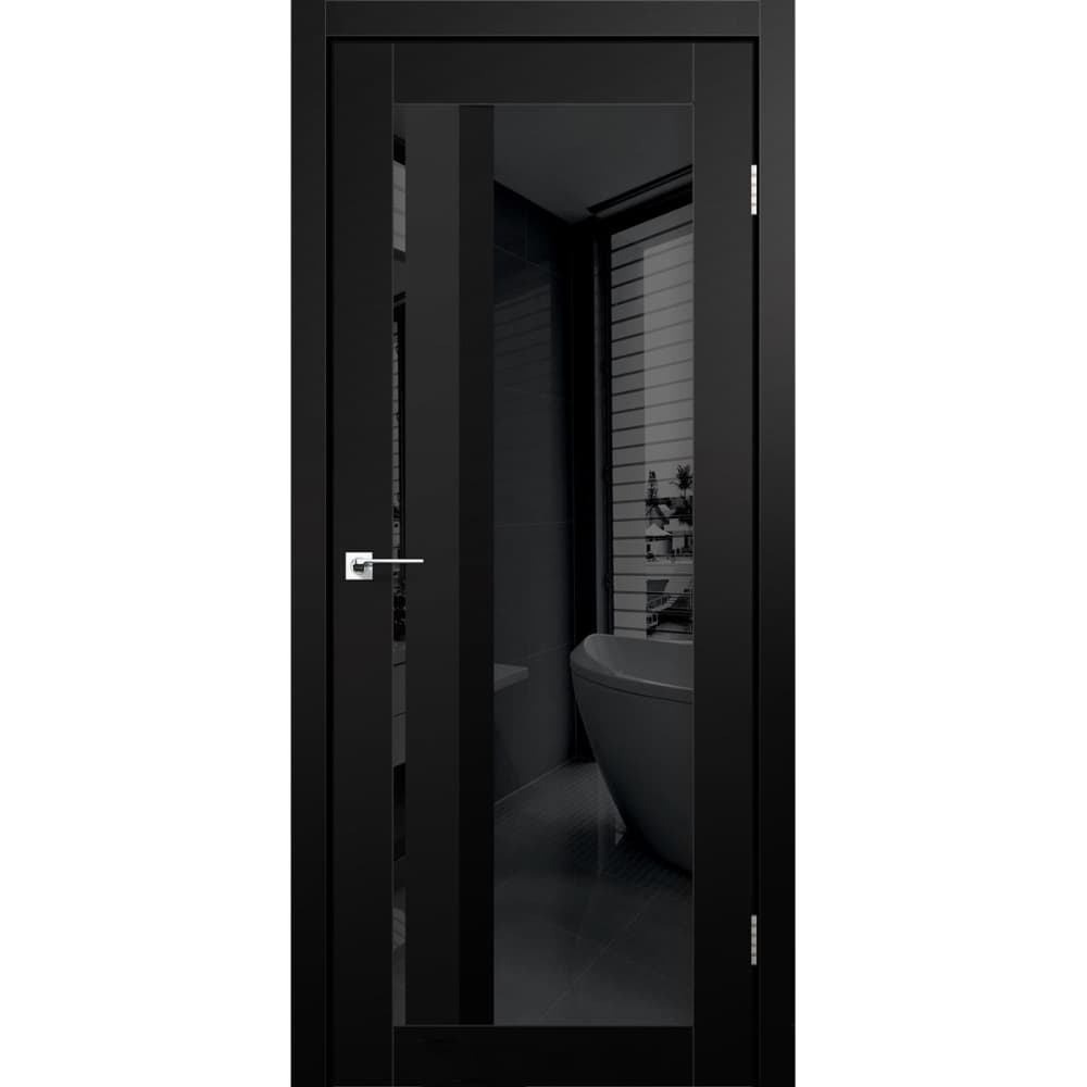 Дверь в гардеробную AL-06 super PET черный (черное стекло)