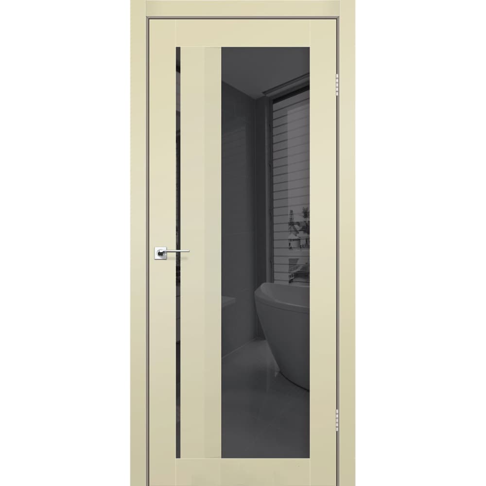 Дверь в кухню AL-06 super PET магнолия (зеркало графит)