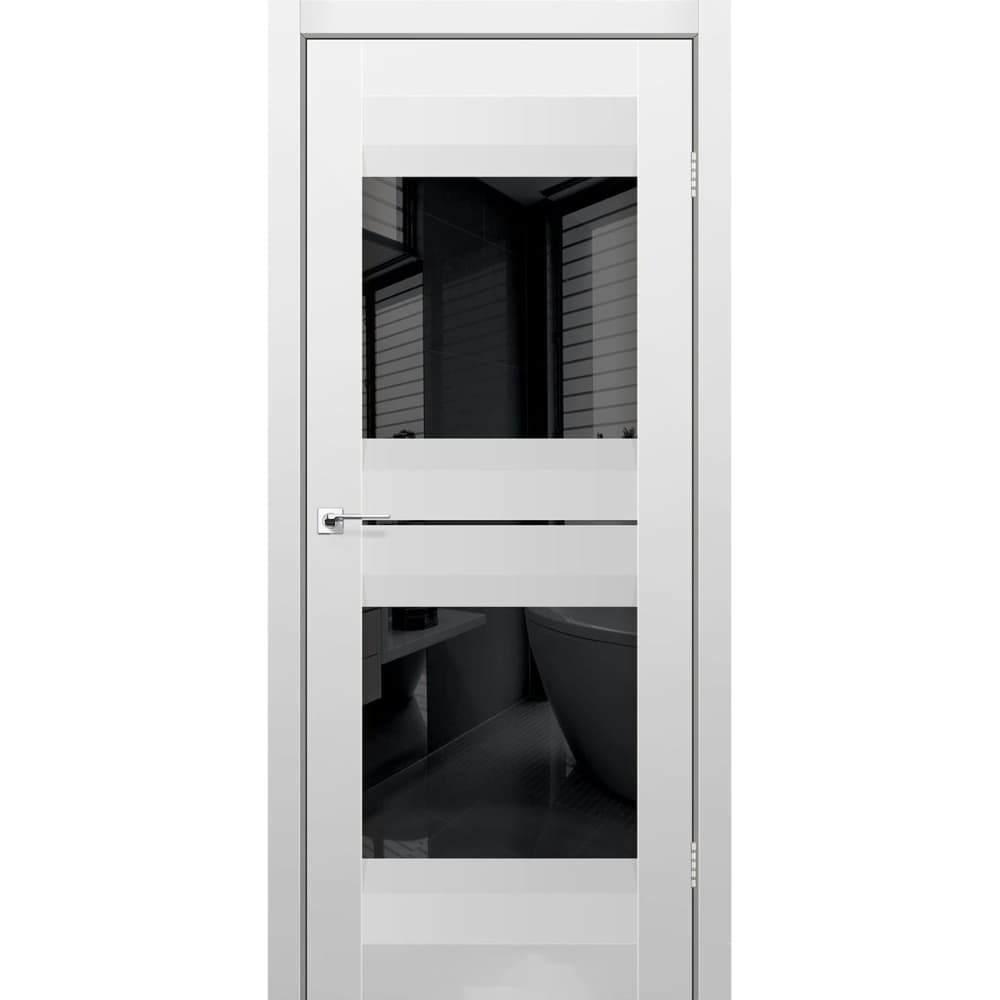На кухню межкомнатные AL-07 super PET серый (черное стекло)