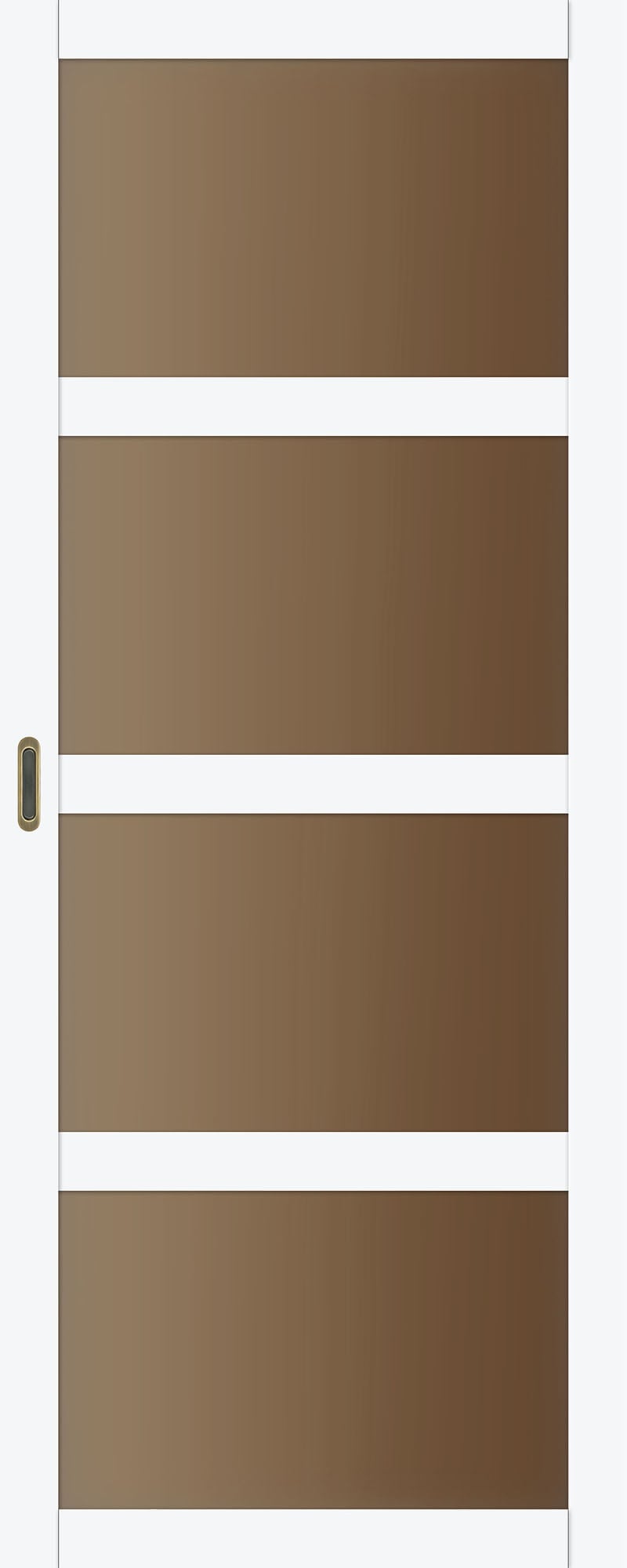 Розсувні двері в стіну BL-01 Білий перламутр, скло бронза