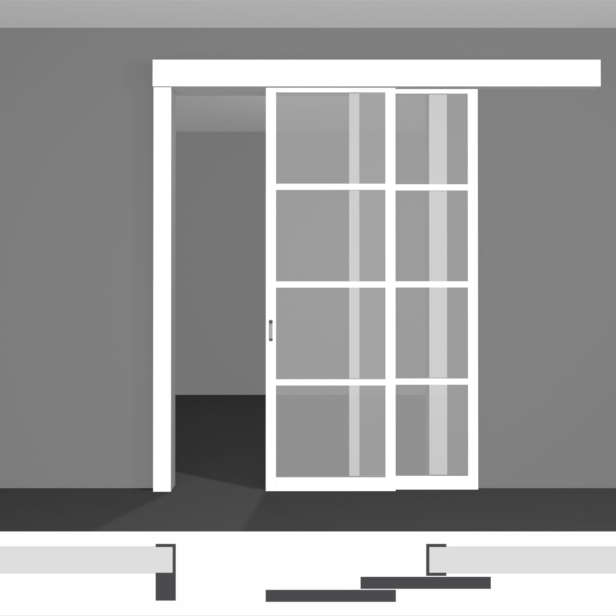 Недорога міжкімнатна перегородка для квартири, виготовлена за індивідуальними розмірами, готова до купівлі - P02.1 • два полотна вздовж стіни • екошпон світлих відтінків