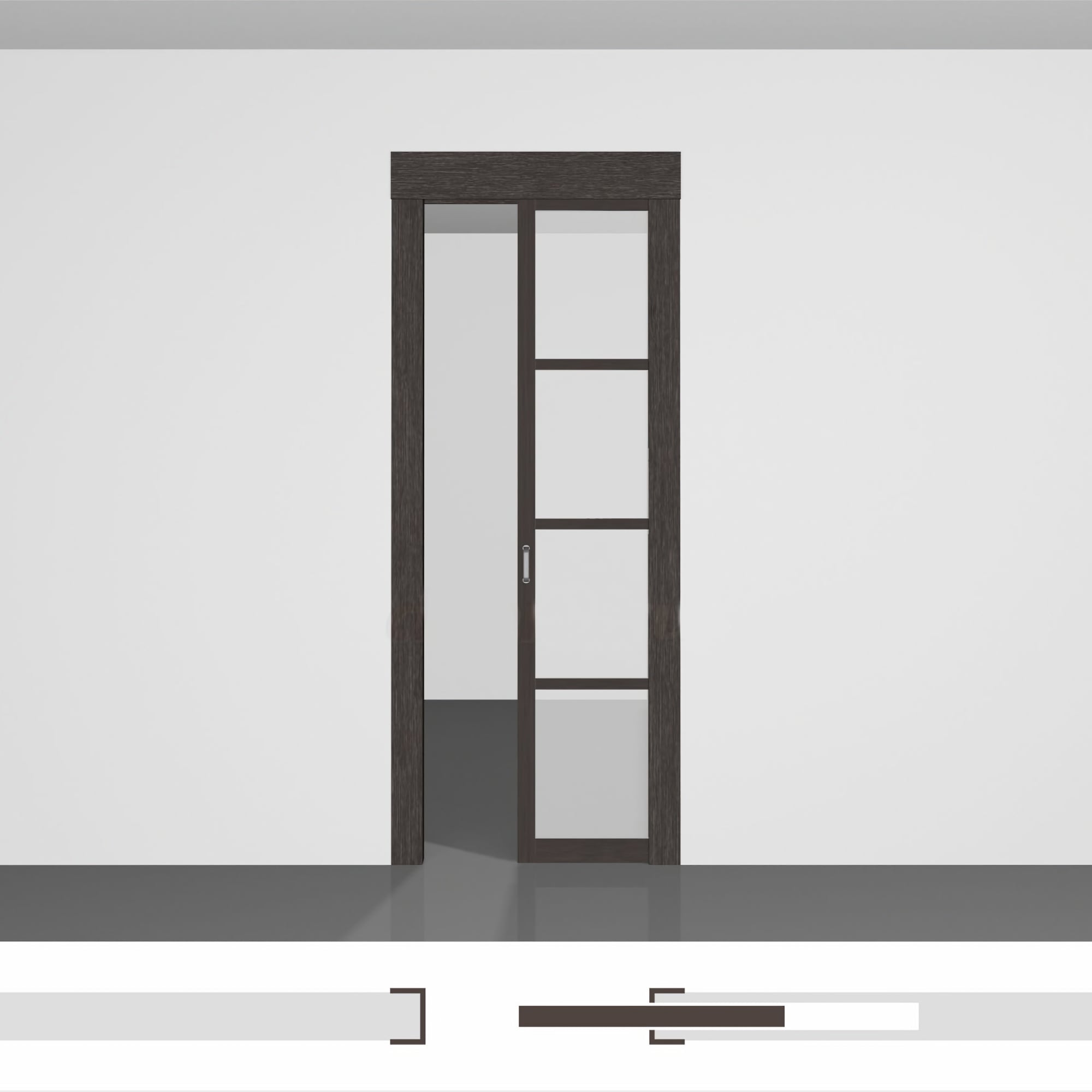 Розсувні двері на кухню P01.2 • полотно приховане в стіну