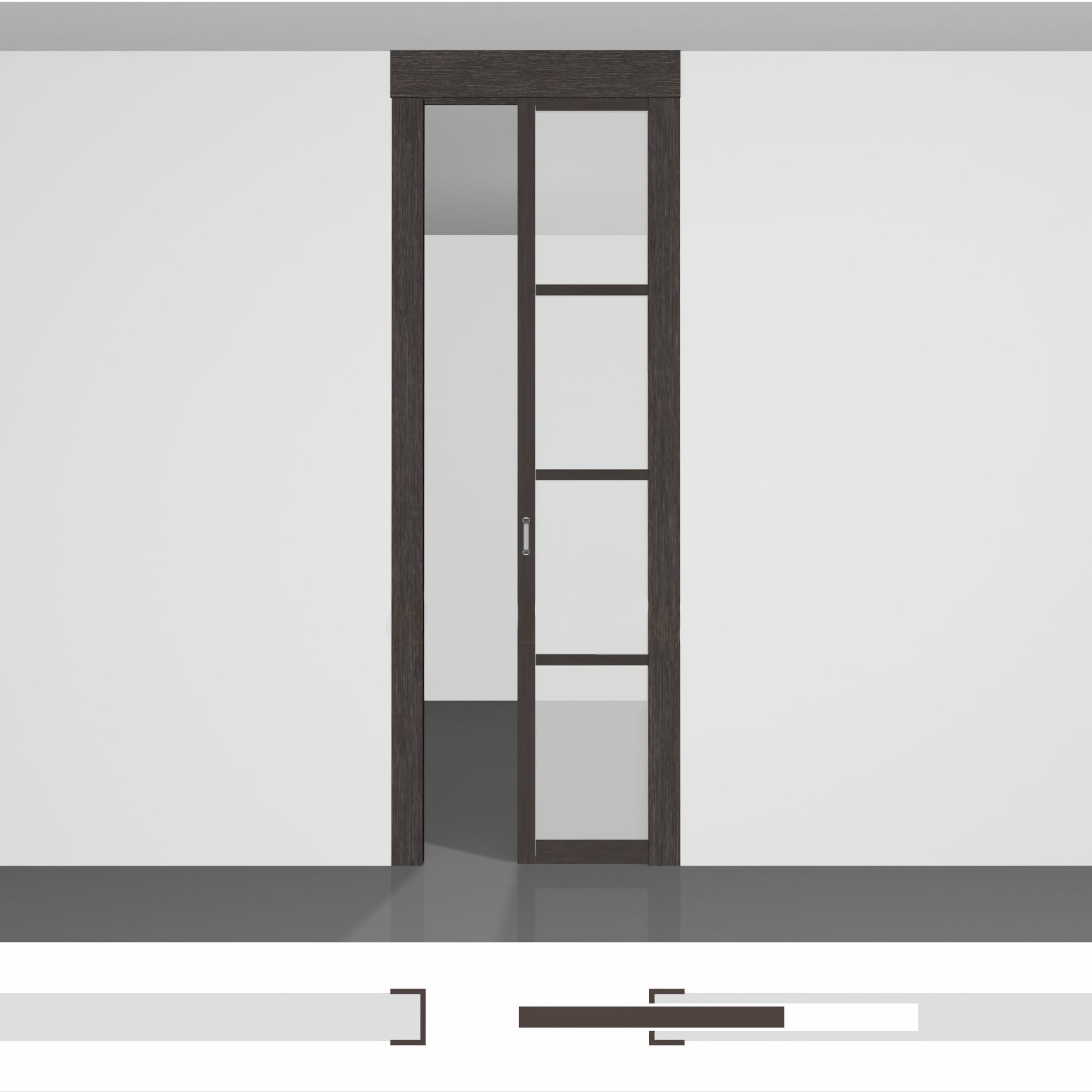 Раздвижные двери в стену P01.2в • створка выстою до 2430 мм скрытая в стену