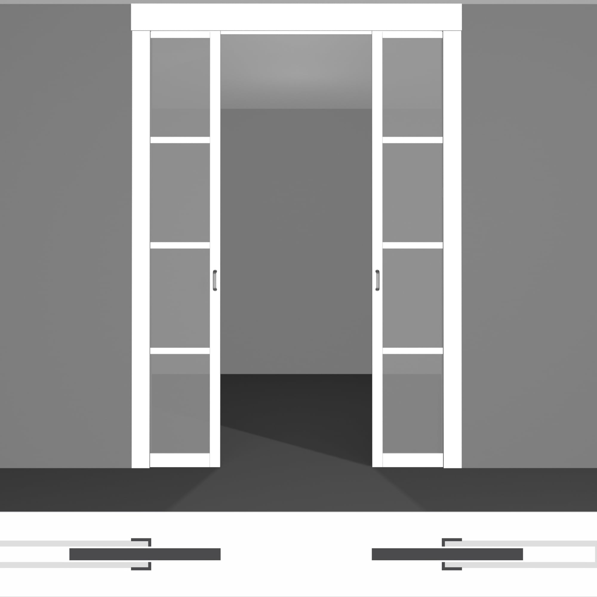 Раздвижные стеклянные двери P01.2 двойной комплект • высота до 2430 мм • светлые полотна внутрь стены