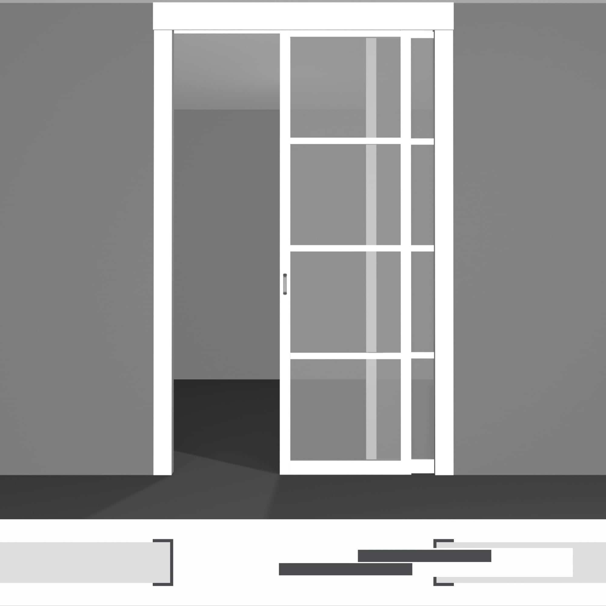 Розсувні двері в зал P02.2в • два полотна висотою до 2430 мм монтаж у стіну • світлий екошпон