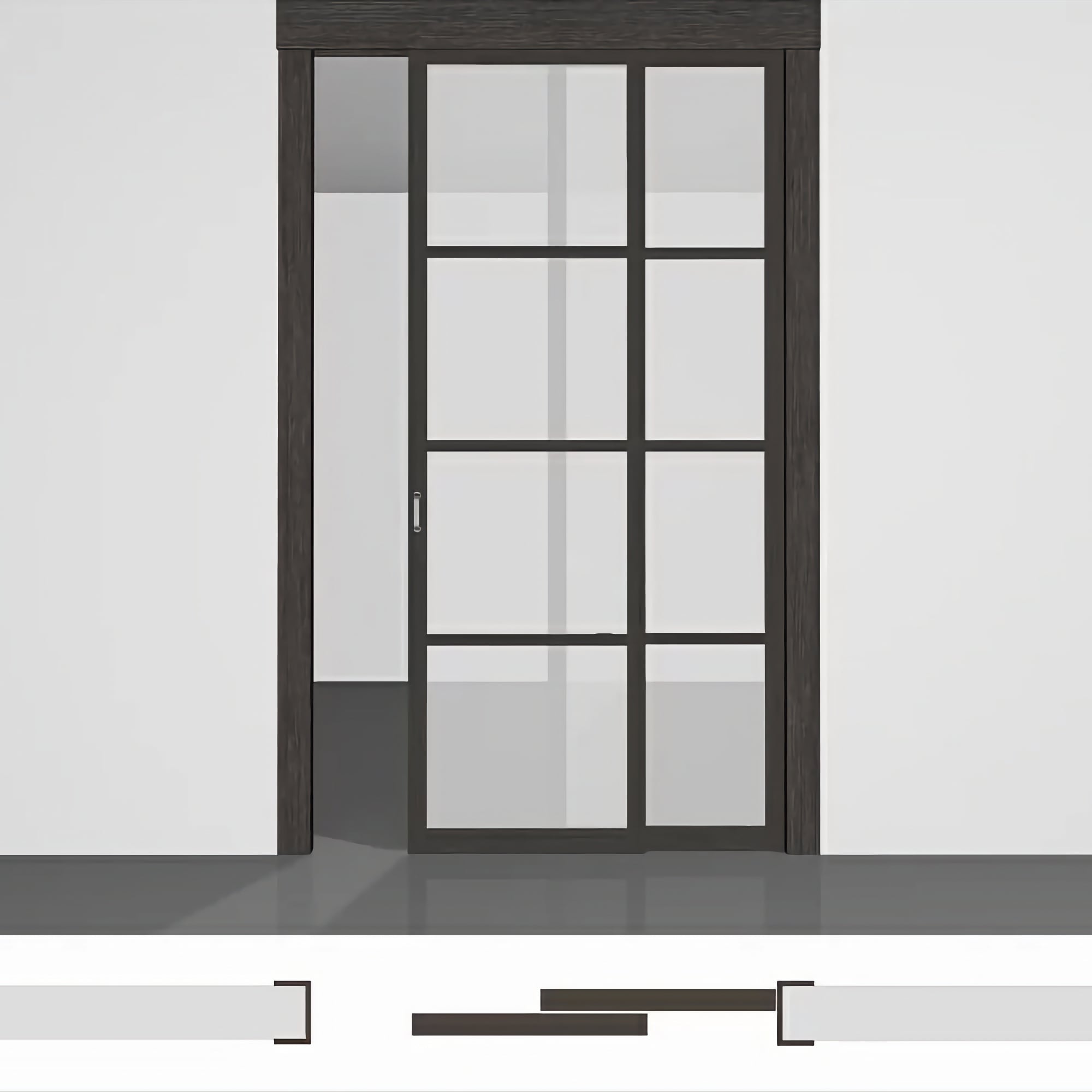 Раздвижные двери в зал P02.3в • два полотна выстой до 2430 мм в проёме • экошпон