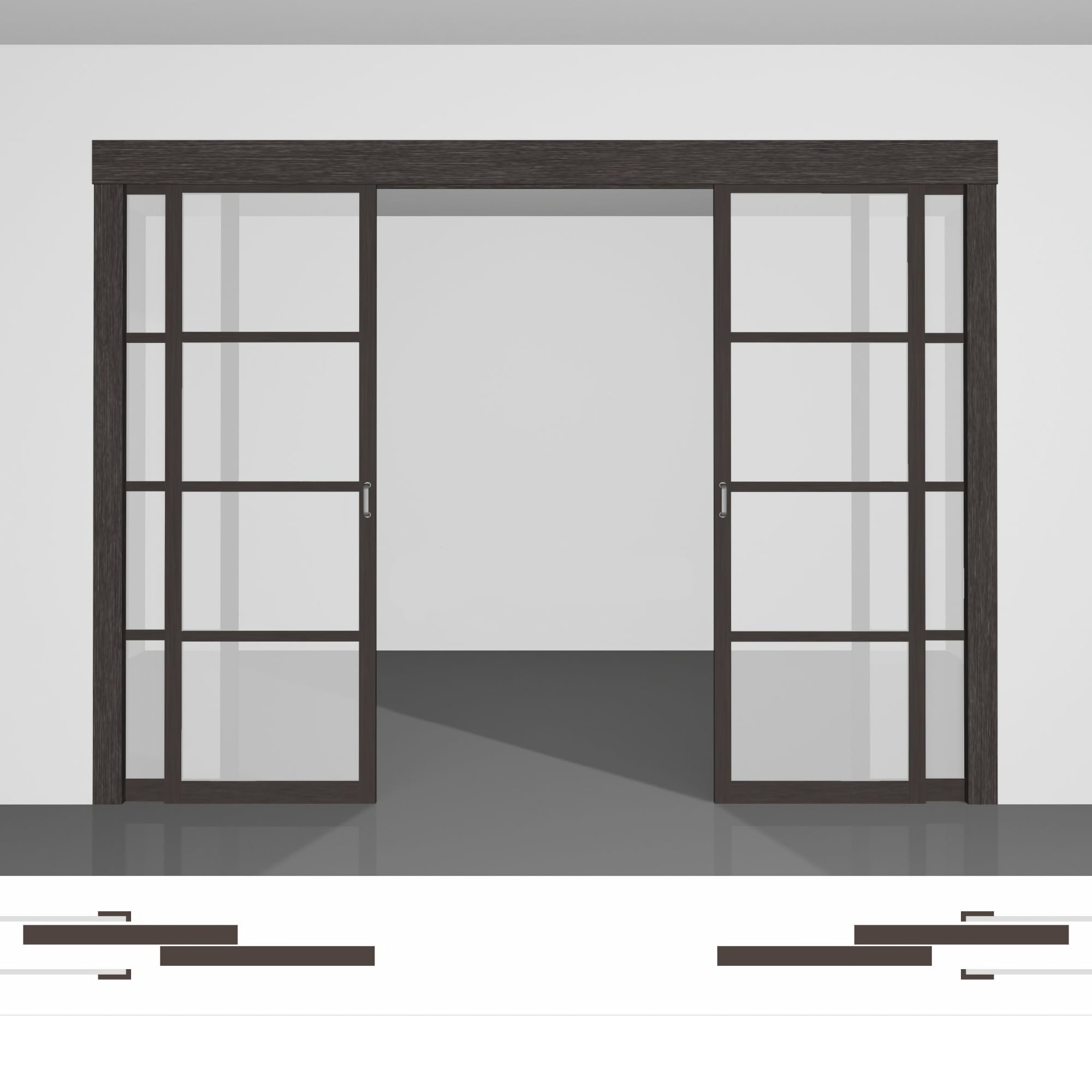 Раздвижные двери в стену P02.2d двойной комплект • установка внутрь стены
