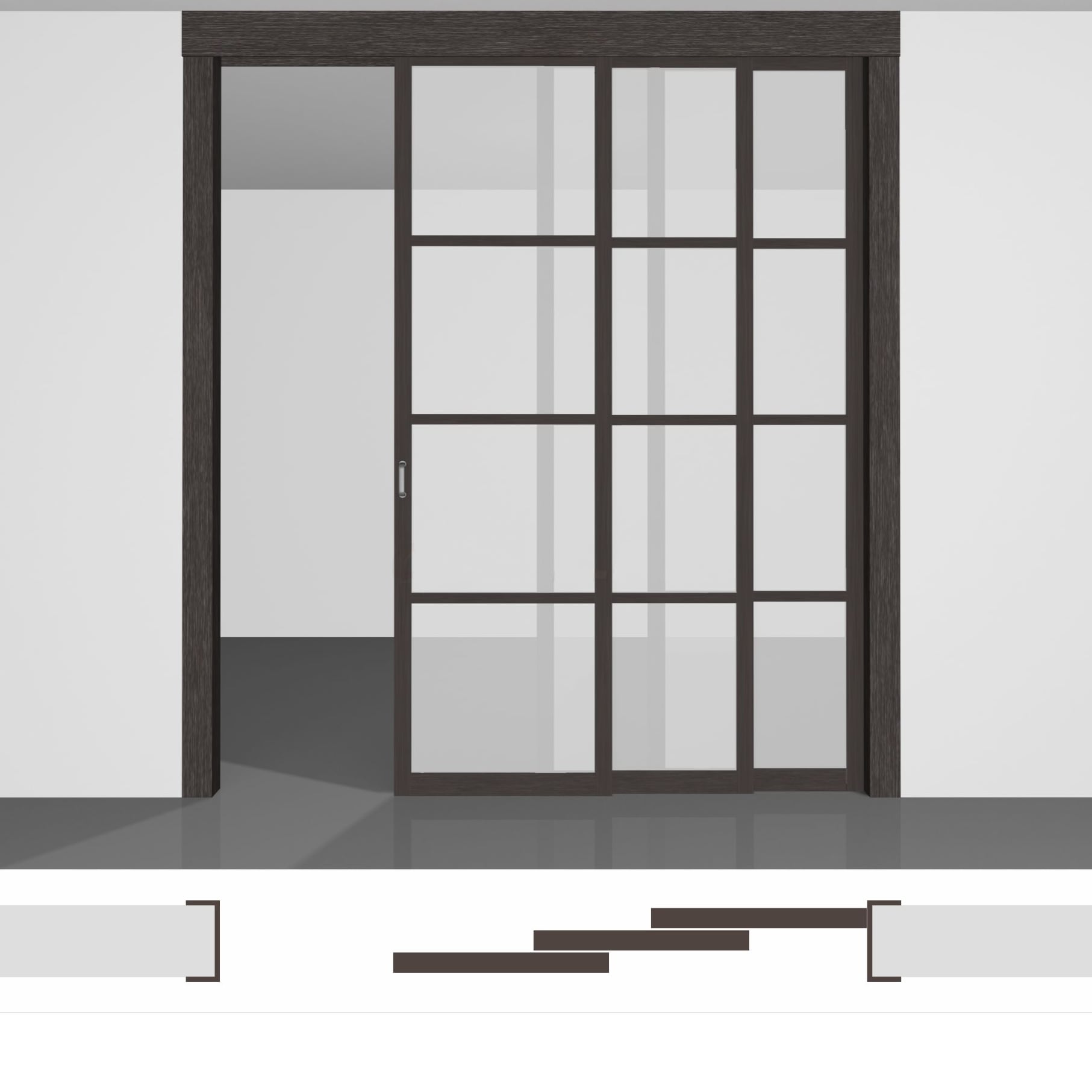 Скляні конструкції для зонування простору в квартирі: унікальне рішення для вашого будинку в Україні, точна вартість, швидка доставка - P03.3 • на три стулки висотою до 2430 мм • усередині отвору