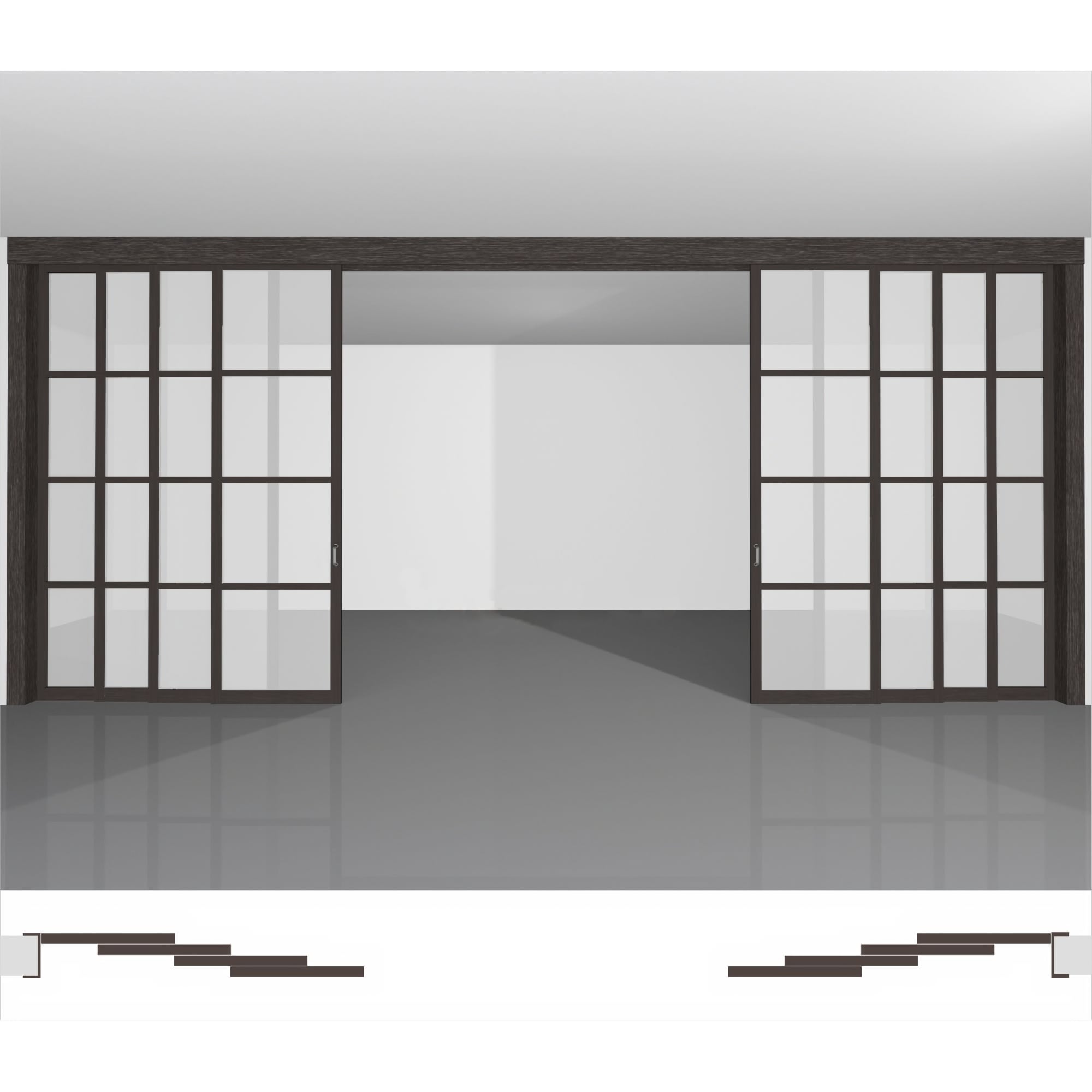 Межкомнатная перегородка для квартиры, изготовленная из качественных материалов, доступная к покупке в интернет-магазине - P04.3dv комплект из 8 створок под потолок • высота до 2430 мм