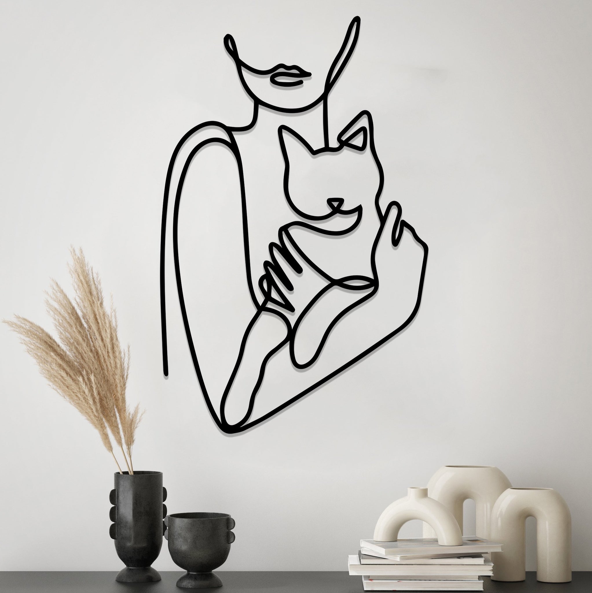 Дизайнерська дерев'яна картина "Cat Woman" (50 x 32 см)