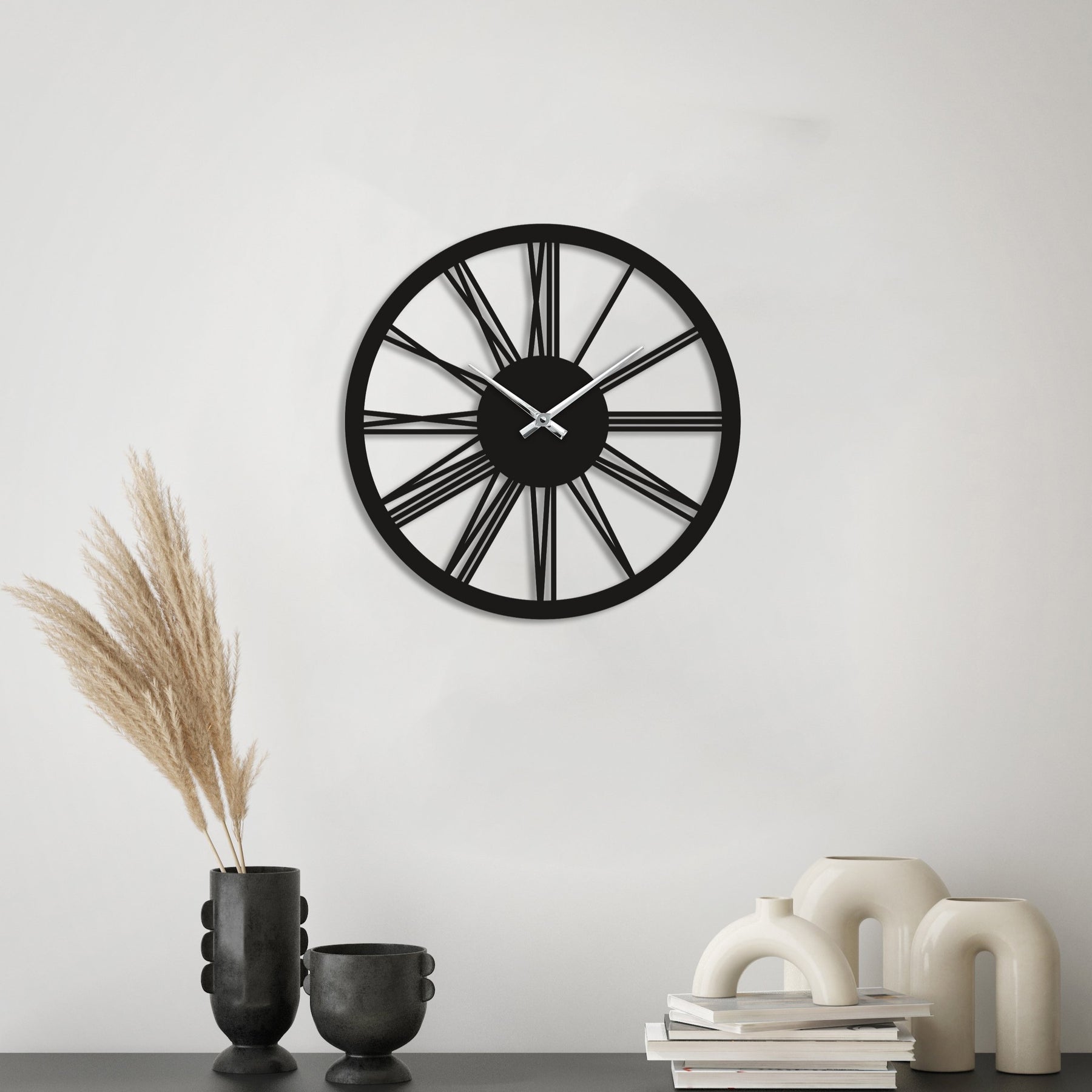 Чорний настінний годинник Moku Yamamoto (48 x 48 см)