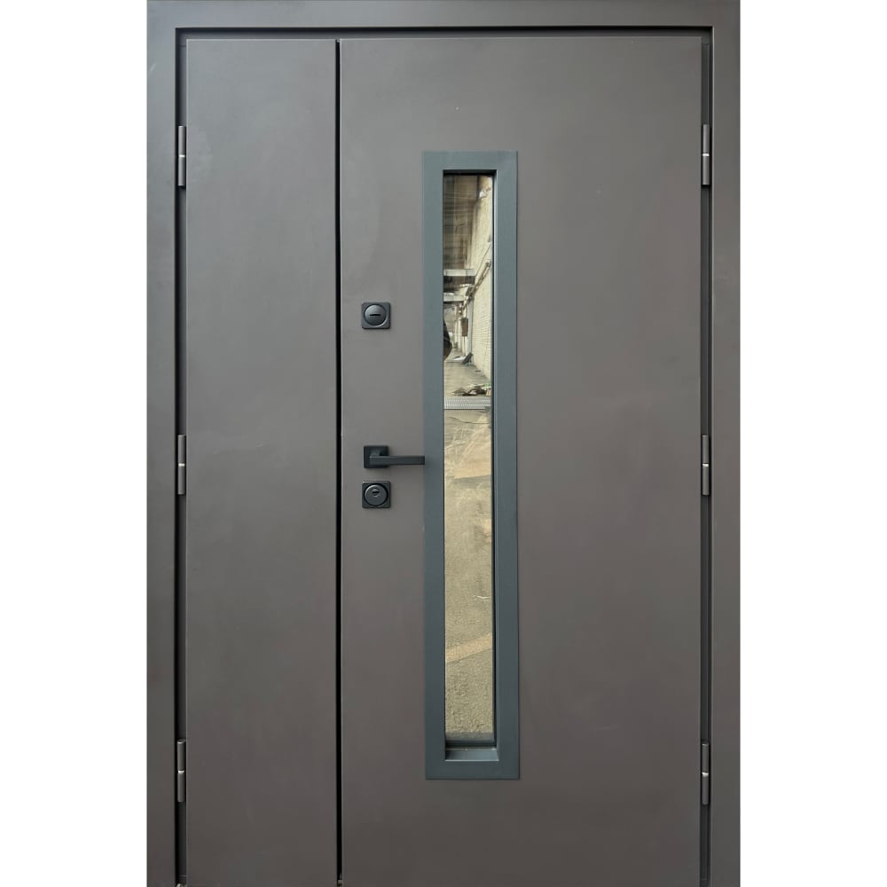 Полуторні двері вхідні металеві - Стронг • Браун 1200