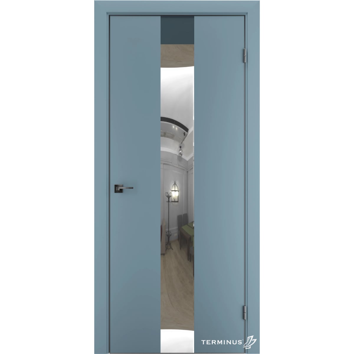 Межкомнатные двери в сборе с коробкой и фурнитурой Solid 804 Аквамарин серебро